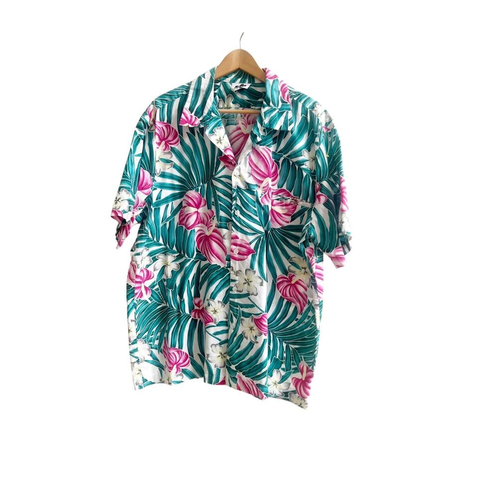Hilo Hattie Hawaii Shirt Men 3XL Turquoise Floral Botanical Short Sleeve Vacay